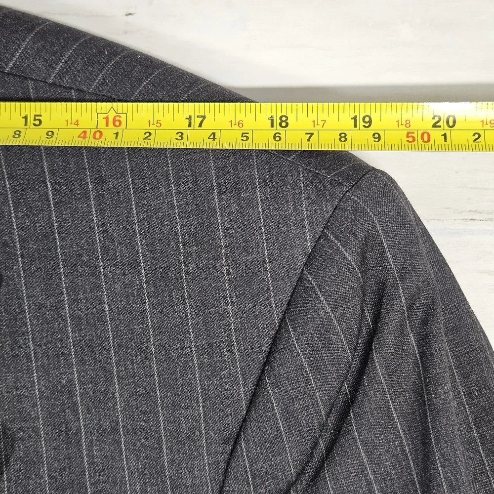 Vintage Brooks Brothers Sport Blazer Gray Pinstripe Wool 44L Waist 39 Classic